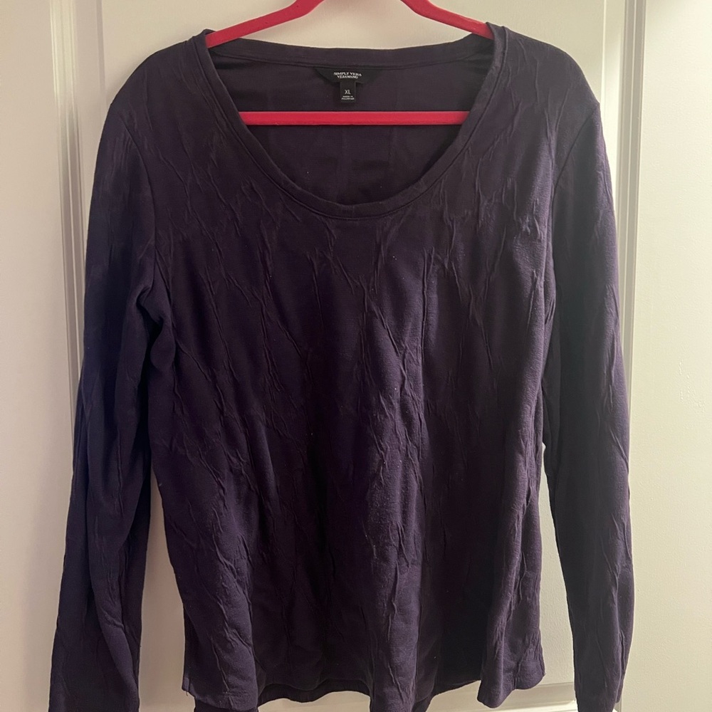 Simply Vera Vera Wang Deep Purple Long Sleeve Top